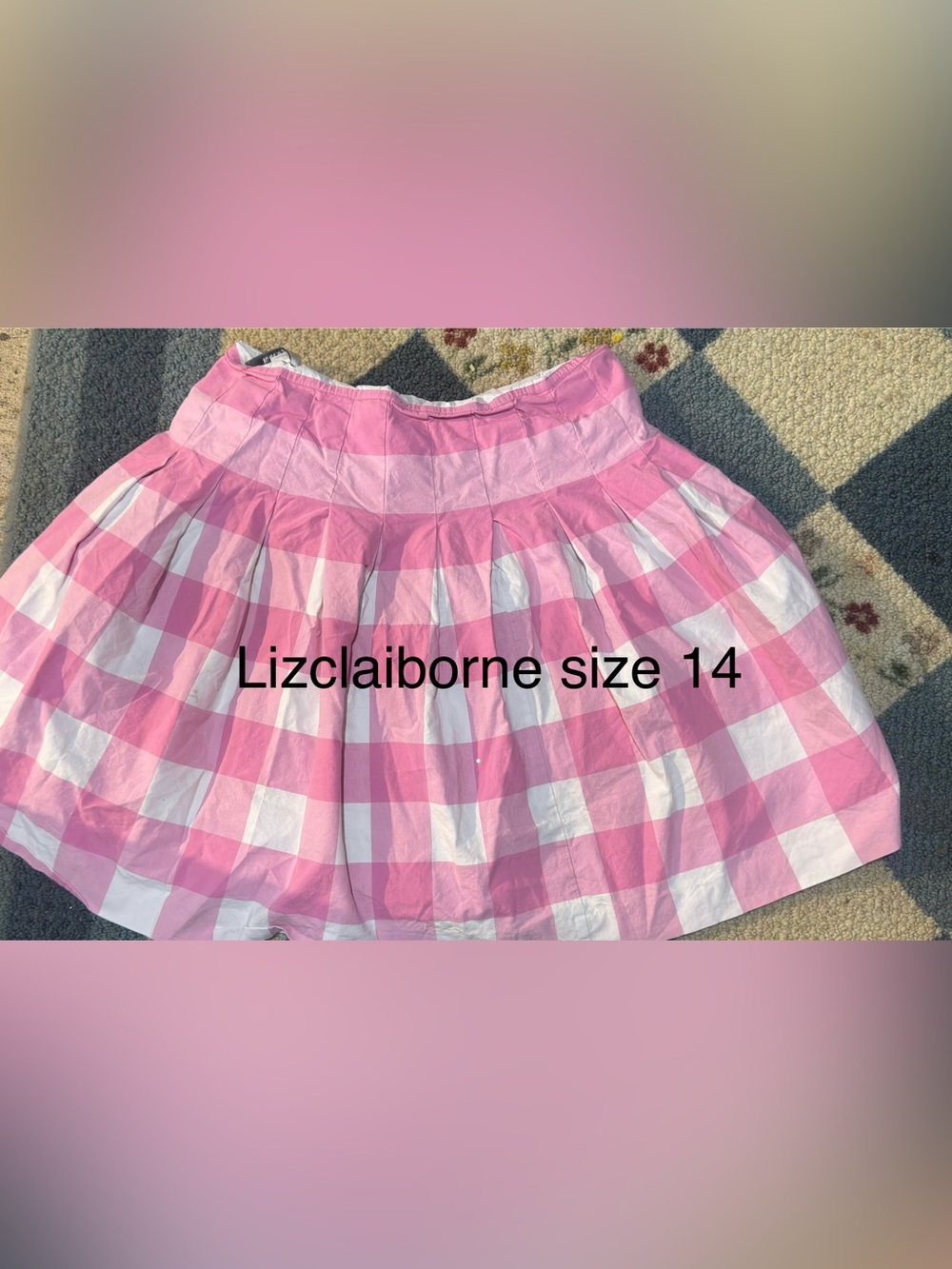 Liz Claiborne Pink and White Gingham Skater Skirt
